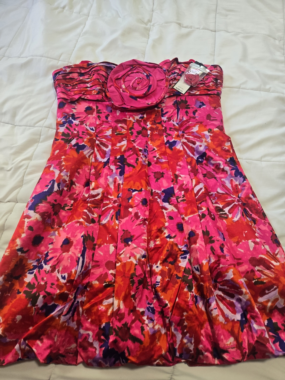 BCBGMaxAzria Hot Pink Floral Strapless Dress - Picture 6 of 14